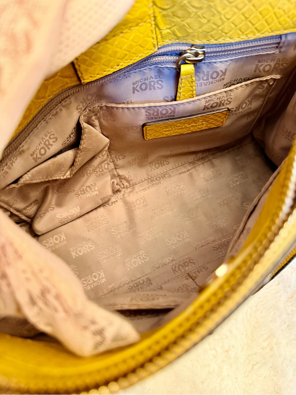 Michael Kors Preloved Croc-Embossed Leather Satchel w/Brand New Floral Strap - Picture 11 of 17